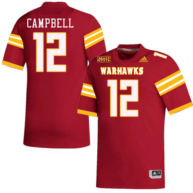 #12 Javon Campbell Louisiana-Monroe Warhawks College Football Jerseys Stitched-Red